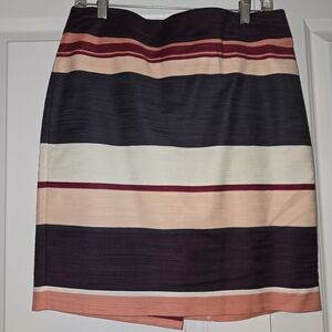 LOFT Women's Pencil Skirt in Black, Cream, and Pink Stripes